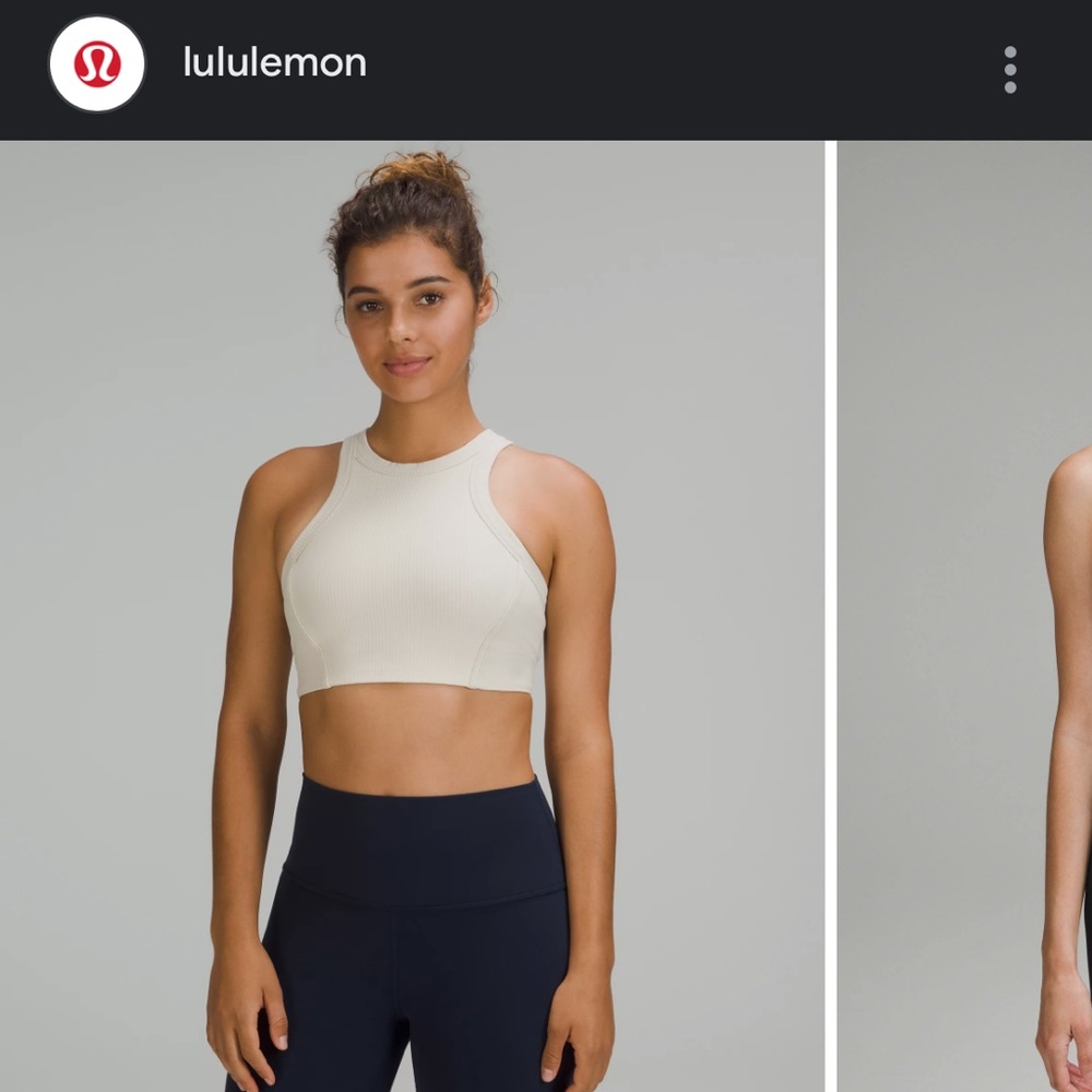 Lululemon Ribbed Nulu High-Neck Yoga Bra *Light Support, B/C Cup in color Bone